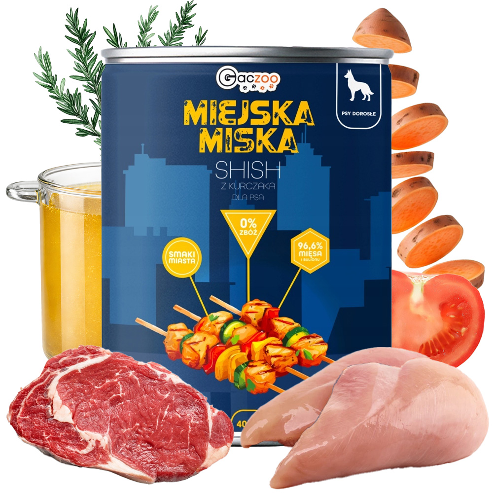 Gaczoo Miejska Miska karma mokra dla psa Shish z kurczaka Style 400g